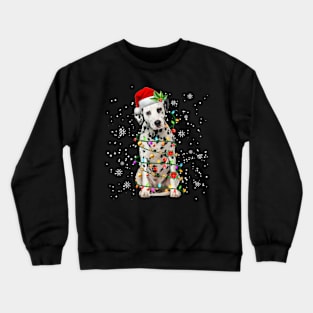 Santa Dalmatian Christmas Tree Light Crewneck Sweatshirt